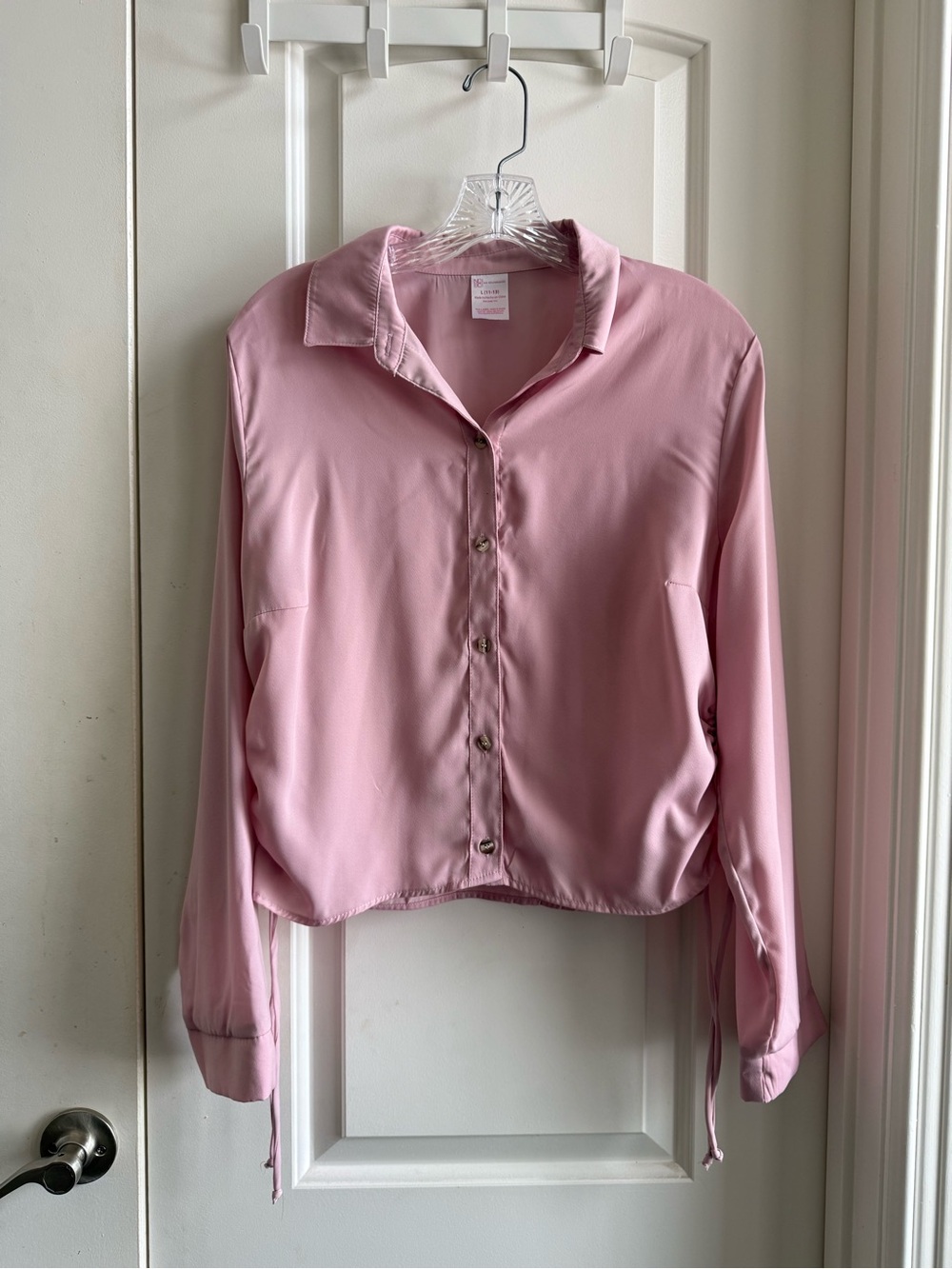 No Boundaries Light Pink Button-Down Blouse